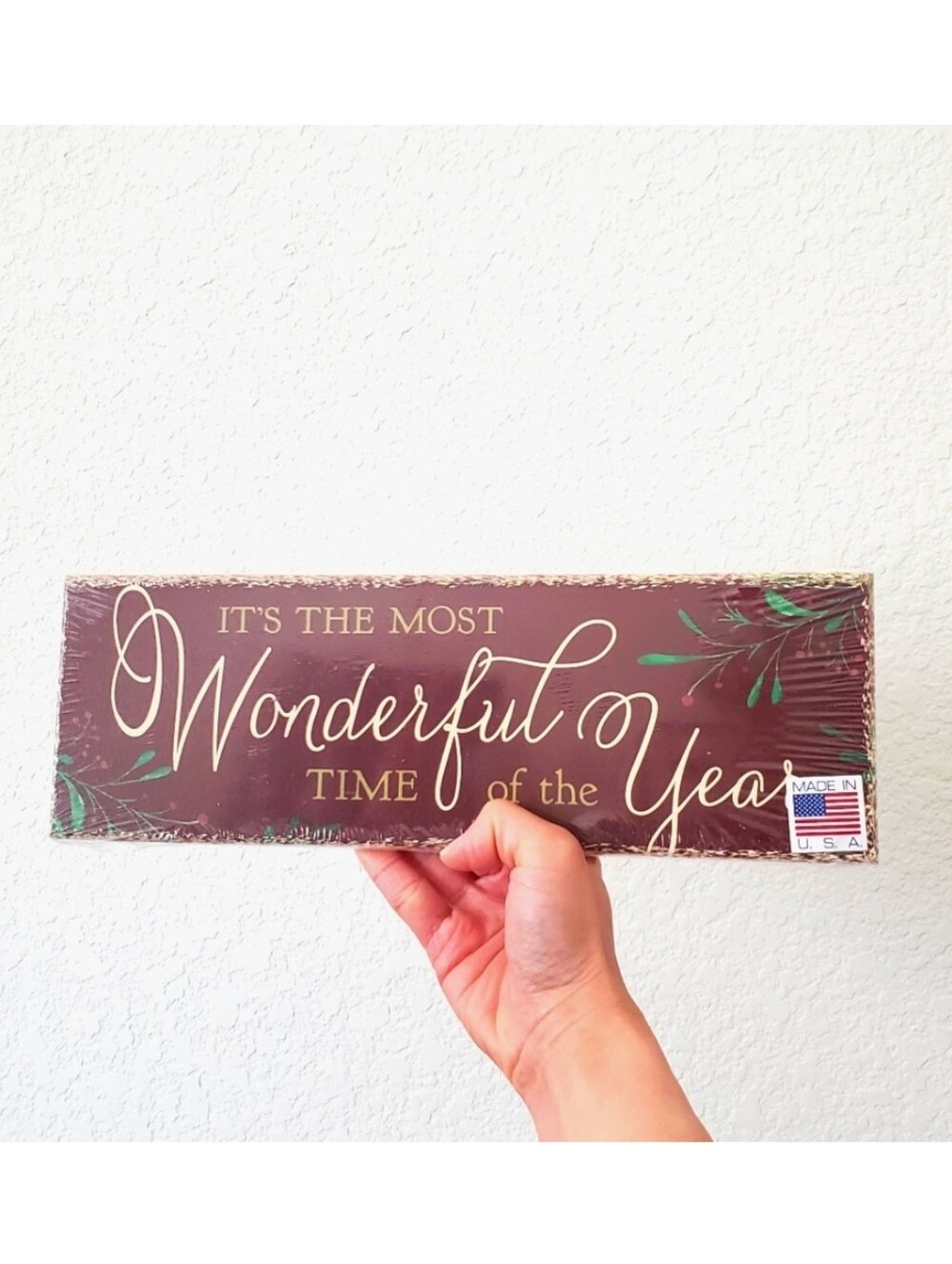 Made in USA Holiday It's the Most Wonderful Time of the Year Sign Decor NWT